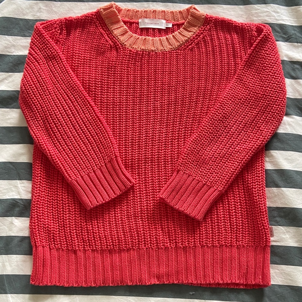Tiny Cottons Red Knit Kids  Cotton Sweater